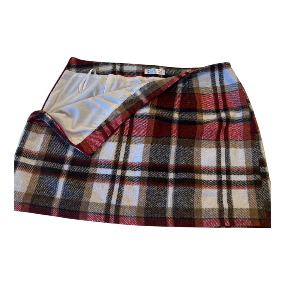 Plaid Wool Mini Skirt XL Tartan Check A-Line Skirt Fully Lined - Picture 4 of 15